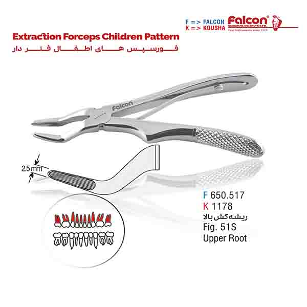 فورسپس اطفال فنردار ریشه کش بالا فالکن-Falcon