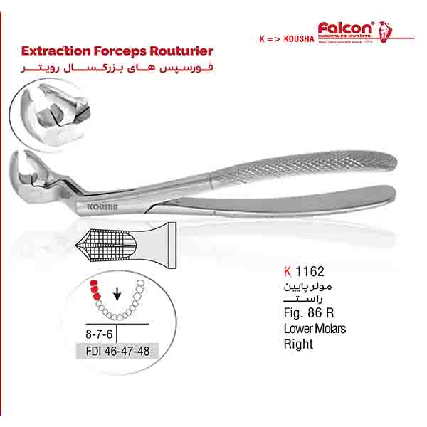 فورسپس مولر پایین راست(ROUTURIER) کوشا-Kousha