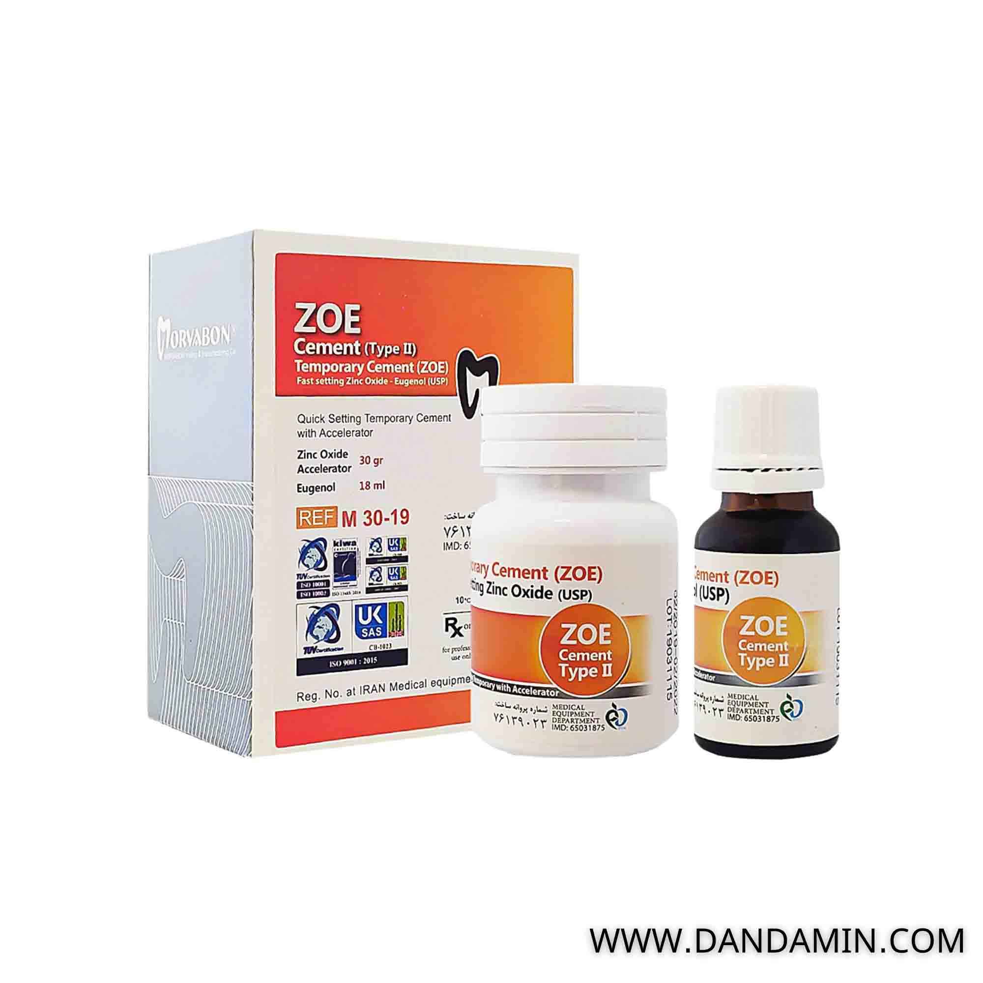 سمان موقت زینک اکساید اژنول مروابن (ZOE)