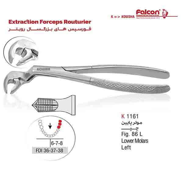 فورسپس مولر پایین چپ(ROUTURIER) کوشا-Kousha